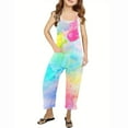 thumbnail image 1 of Odeerbi Teen Girls Summer Jumpsuit Tie-dye Bib Overalls Casual Sleeveless Rompers Long Pants with Pockets 5-14 Years Pink, 1 of 6