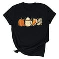 thumbnail image 1 of Odeerbi Thanksgiving Shirts For Women 2025 Fashion Summer Round Neck Leisure Short Sleeve Pumpkin Printing Tops Black, 1 of 6