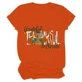 thumbnail image 1 of Odeerbi Thanksgiving Shirts for Women 2025 Casual Round Neck Short-sleeved Printed T-shirt Top Orange, 1 of 5