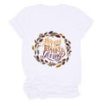 thumbnail image 1 of Odeerbi Thanksgiving Shirts for Women Casual Round Neck Short-sleeved Printed T-shirt Top White, 1 of 6
