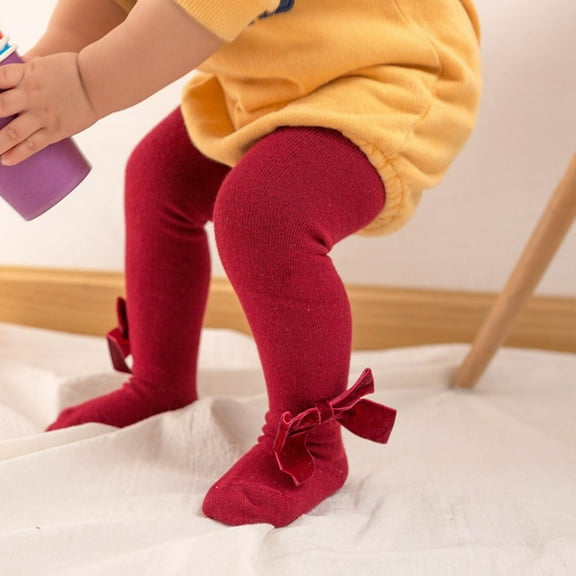 Odeerbi Thermal Leggings for Toddler Girls Cotton Pantyhose Tights Socks Baby Children's New Combed Bow Bottom Pants
