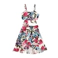thumbnail image 1 of Odeerbi Toddler Baby Girls 2025 Fashion Small Flower Print Suspenders Top Frenulum Short Skirt Suit, 1 of 9