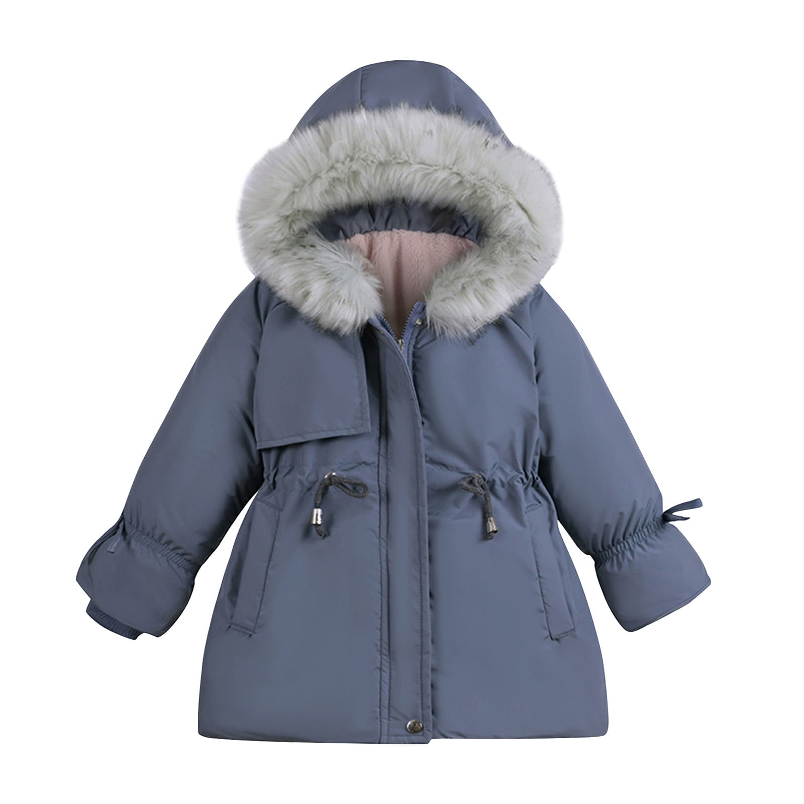 Odeerbi Toddler Baby Girls Cute Fashion Solid Color Winter Hoodie Keep Warm Cotton Clothes Thick Coat