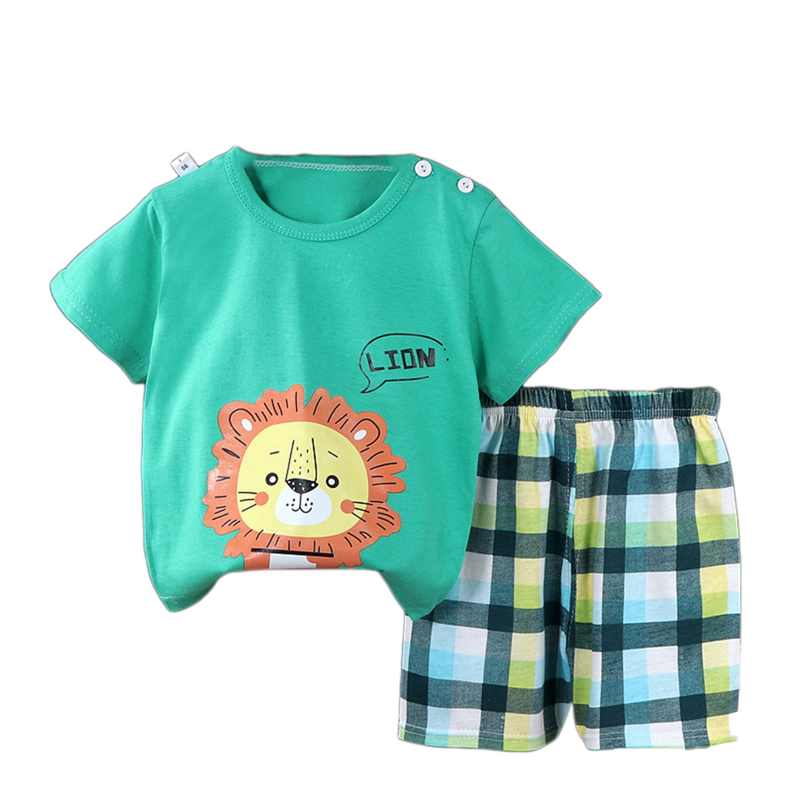 Toddler Boys Cotton checkered shirt with Cargo Shorts - 2 Piece Outfit Set main image 0