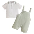 thumbnail image 1 of Odeerbi Toddler Boys 2 Piece Preppy Outfit Striped Tennis Golf Shirt and Overall Shorts School Uniform Set, 1 of 5