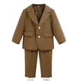 thumbnail image 1 of Odeerbi Toddler Boys 3 PCS Gentleman Formal Dress Suit Notched Lapel Blazer Jacket + Suit Pants + Necklace Wedding Outfits Set, 1 of 4