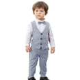 thumbnail image 1 of Odeerbi Toddler Boys 4 PCS Gentleman Formal Suit Dress Shirt + Suit Pants + Waistcoat + Bow Tie Wedding Outfits Set, 1 of 8