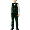 thumbnail image 1 of Odeerbi Toddler Boys 4-Piece Formal Suit Set Velvet Waistcoat, Long Sleeve Shirt with Bow Tie, Dress Pants Party Wedding Outfit, 1 of 9