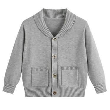 Odeerbi Kids Boys Cardigan Sweater Cute Knit Sweater Cardigan New Children's Fall Winter Knitted Cardigan Solid Color Sweater Gray