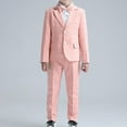 thumbnail image 1 of Odeerbi Toddler Boys Clothes Gentleman Formal Dress Suit Fall Winter Outfits Set Solid Color Long Sleeve Dress Shirt + Blazer Jacket + Suit Pants + Tie 4-piece Set Pink, 1 of 4