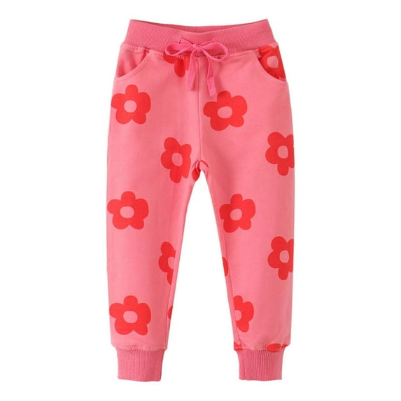 Odeerbi Toddler Boys Cotton Jogger Pants Workout Pants Spring Sports Sweatpants Embroidered Athletic Pants Children Toddler Clothes Pink
