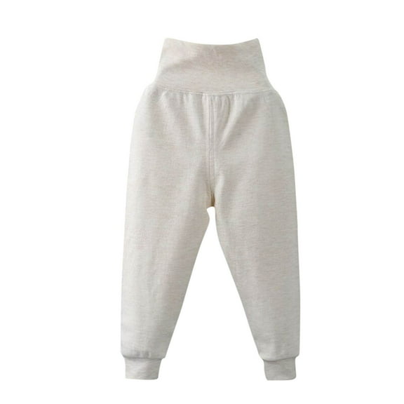 Odeerbi Toddler Boys Cotton Long Johns High Waisted Thermal Underwear Jogger Pants Baby Child's Summer Solid Color Botton Pants Cute Trousers Full Length Pants Beige