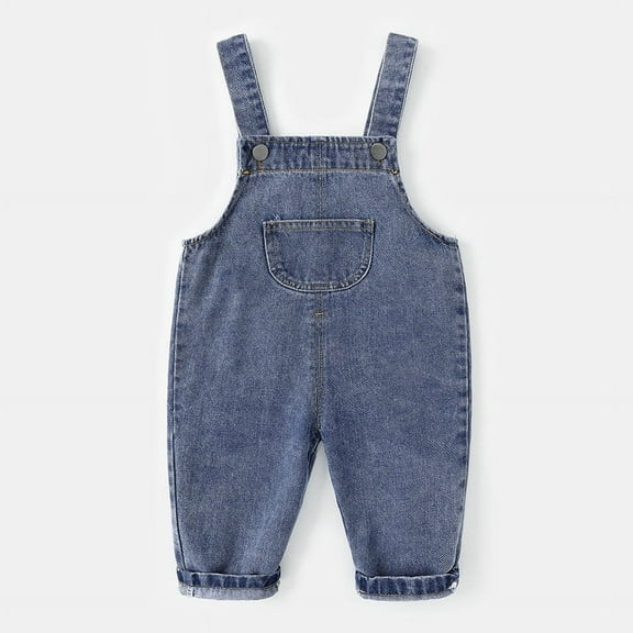 Odeerbi Toddler Boys Denim Bib Overalls Sleeveless Jumpsuit Strap Romper 0-3 Years Baby Spring Cotton Overalls Cute Long Pants Toddler Clothes Blue