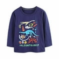 thumbnail image 1 of Odeerbi Toddler Boys Dinosaur Long Sleeve T-Shirts Fall Winter Cotton Base Tops Fashionable Children's Dinosaur Printed Round Neck Top Black, 1 of 1