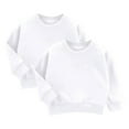 thumbnail image 1 of Odeerbi Toddler Boys Girls 2 PCS Cotton Crewneck Sweatshirts Fall Winter Pullover Sweatshirt Kids Sports Sweatshirt Long Sleeve Solid Color Sweatshirt Top Toddler Clothes White, 1 of 3