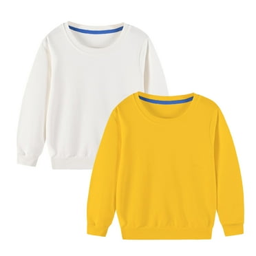 Odeerbi Toddler Boys Girls 2 PCS Cotton Crewneck Sweatshirts Fall Winter Pullover Sweatshirt Toddler Kids Cute Solid Color Long Sleeve Top Sweatshirts Toddler Clothes Yellow