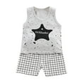 thumbnail image 1 of Odeerbi Toddler Boys Girls 2 Piece Outfits Cartoon Cotton Tank Tops Shorts Set Summer Clothes Baby Children's Spring Thin Sleeveless Top Shorts Set Gray, 1 of 3