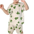 thumbnail image 1 of Odeerbi Toddler Boys Girls 2 Piece Pajamas Set Cartoon Sleepwear Children's Ice Silk Pajamas Loose Shorts Short Sleeve Set Ice Cool Home Conditioning Clothing Green, 1 of 3