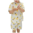 thumbnail image 1 of Odeerbi Toddler Boys Girls 2 Piece Pajamas Set Cartoon Sleepwear Children's Ice Silk Pajamas Loose Shorts Short Sleeve Set Ice Cool Home Conditioning Clothing Yellow, 1 of 3