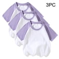 thumbnail image 1 of Odeerbi Toddler Boys Girls 3 PCS Raglan Shirts Cotton Baseball Tee Short Sleeve T-shirts Soft Basic Tees Kids Solid Color Summer Shirt Top Toddler Clothes Purple, 1 of 5