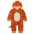 thumbnail image 1 of Odeerbi Toddler Boys Girls Animal Dress Up Clothes Tiger Rompers Cotton Jumpsuits 0-2 Years Baby Cute Stripe Printed Hooded Long Sleeve Long Crawler Clothes Onesie Bodysuit Orange, 1 of 6