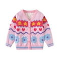 thumbnail image 1 of Odeerbi Toddler Boys Girls Cardigan Sweater Cotton Knit Sweater Cardigan Fashion Casual Flower Printed Double-Layer Thread Warm Sweater V-Neck Knitted Cardigan Pink, 1 of 4