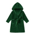 thumbnail image 1 of Odeerbi Toddler Boys Girls Christmas Bathrobes Kids Soft Hooded Sleepwear Thick Warm Night-robe Toddler Winter Solid Color 2024 Long Sleeved Home Wear Baby Clothes Bathrobe Green 1-2 Years, 1 of 3
