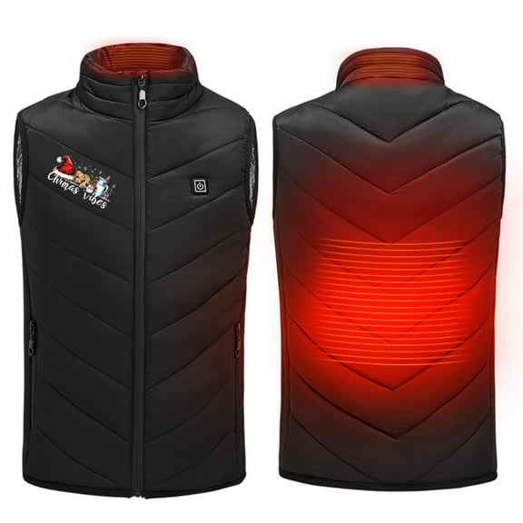 Odeerbi Toddler Boys Girls Christmas Lightweight Heated Vest Winter Thermal Heated Jackets Kids USB Intelligent Constant Temperature 2 Areas Heated Coat Toddler Clothes Black without Power Bank