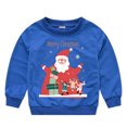 thumbnail image 1 of Odeerbi Toddler Boys Girls Christmas Outfit 2025 Long Sleeve Sweatshirt Childrens Santa Claus Print Pullover Sweater Jacket Blue, 1 of 3