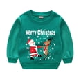 thumbnail image 1 of Odeerbi Toddler Boys Girls Christmas Outfit Long Sleeve Sweatshirt Childrens Santa Claus Print Pullover Sweater Jacket Green, 1 of 7