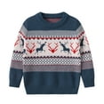 thumbnail image 1 of Odeerbi Toddler Boys Girls Christmas Sweater 1-12 Years Children's Winter Christmas Printed Pullover Sweater Round Neck Long Sleeve Knit Jumper Tops Blue, 1 of 9