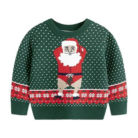 Odeerbi Toddler Boys Girls Christmas Sweater Cute Winter Thermal Knit Crewneck Sweater Children's Christmas Pullover Sweater Fall New Knitwear Toddler Clothes Olive Green