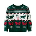 thumbnail image 1 of Odeerbi Toddler Boys Girls Christmas Sweater Cute Winter Thermal Knit Crewneck Sweater 1-6 Years Children's Christmas Printed Long Sleeve Shirt Top Toddler Clothes Green, 1 of 5