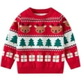 thumbnail image 1 of Odeerbi Toddler Boys Girls Christmas Sweater Cute Winter Thermal Knit Crewneck Sweater 1-8 Years Children's Christmas Deer Print Sweater Long Sleeve Top Toddler Clothes Red, 1 of 9