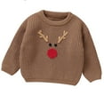 thumbnail image 1 of Odeerbi Toddler Boys Girls Christmas Sweater Cute Winter Thermal Knit Crewneck Sweater Baby Christmas Crochet Embroidered Knitted Tops Baby Sweaters Toddler Clothes Khaki, 1 of 6