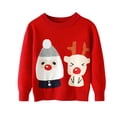 thumbnail image 1 of Odeerbi Toddler Boys Girls Christmas Sweater Cute Winter Thermal Knit Crewneck Sweater Children's Christmas Printed Long Sleeve T-shirt Round Neck Top Toddler Clothes Red, 1 of 3