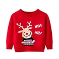 thumbnail image 1 of Odeerbi Toddler Boys Girls Christmas Sweater Cute Winter Thermal Knit Crewneck Sweater Children's Christmas Printed Long Sleeve T-shirt Round Neck Top Toddler Clothes Red, 1 of 3