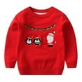 thumbnail image 1 of Odeerbi Toddler Boys Girls Christmas Sweater Cute Winter Thermal Knit Crewneck Sweater Christmas Print Fashion Casual Warm Pullover Knit Sweater Toddler Clothes Red, 1 of 4