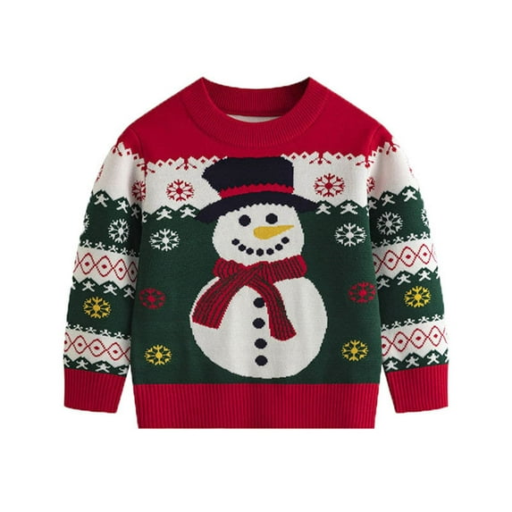 Odeerbi Toddler Boys Girls Christmas Sweater Cute Winter Thermal Knit Crewneck Sweater Christmas Print Fashion Casual Warm Pullover Knit Sweater Toddler Clothes Green