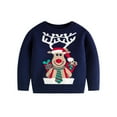 thumbnail image 1 of Odeerbi Toddler Boys Girls Christmas Sweater Cute Winter Thermal Knit Crewneck Sweater Christmas Print Fashion Casual Warm Pullover Knit Sweater Toddler Clothes Navy, 1 of 2