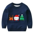 thumbnail image 1 of Odeerbi Toddler Boys Girls Christmas Sweater Cute Winter Thermal Knit Crewneck Sweater Christmas Print Fashion Casual Warm Pullover Knit Sweater Toddler Clothes Blue, 1 of 4