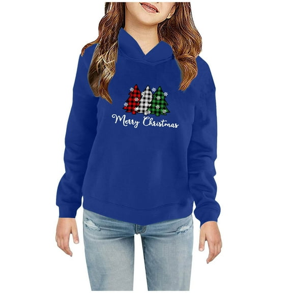 Odeerbi Toddler Boys Girls Christmas Sweatshirt Fleece Lined Hoodie Toddler Baby Children's 2025 Casual Print Sweatshirt For The Baby Gift Blue 3-4 Years