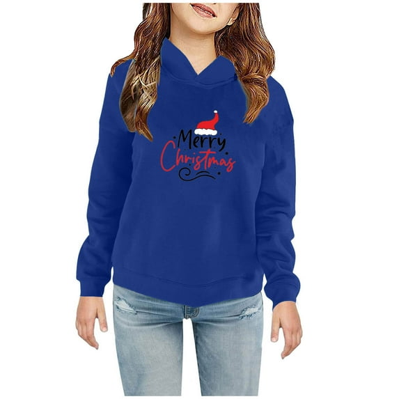 Odeerbi Toddler Boys Girls Christmas Sweatshirt Fleece Lined Hoodie Toddler Baby Children's 2025 Casual Print Sweatshirt For The Baby Gift Blue 5-6 Years