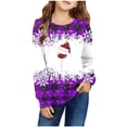 thumbnail image 1 of Odeerbi Toddler Boys Girls Christmas Sweatshirt Plaid Crewneck Sweatshirts 1-12 Years Children's Long Sleeve Printed T-shirt Round Neck Top Purple, 1 of 4