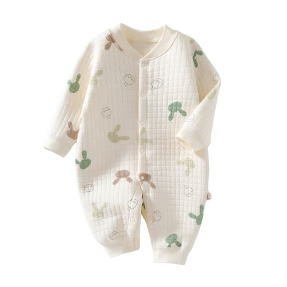 Odeerbi Toddler Boys Girls Clothes Baby Jumpsuit Romper Fall Winter Warm Quilted Clothes Thickened Breath Cotton Pajamas Winter Clothes White 12-18 Months