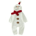 thumbnail image 1 of Odeerbi Toddler Boys Girls Clothes Christmas Jumpsuit Baby Romper Toddler Christmas Snowman outfits Fleece Onesie Cute Infant outfits Outfit Clothes Gifts White 12-18 Months, 1 of 7