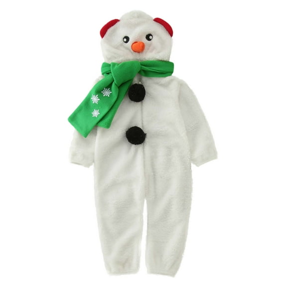 Odeerbi Toddler Boys Girls Clothes Christmas Jumpsuit Baby Romper Toddler Christmas Snowman outfits Fleece Onesie Cute Infant outfits Outfit Clothes Gifts White 18-24 Months