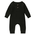 thumbnail image 1 of Odeerbi Toddler Boys Girls Clothes Infant Newborn Baby Ribbed Solid Bodysuits with Elastic Pants Outfits Set Black, 1 of 8