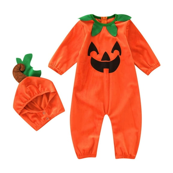 Odeerbi Toddler Boys Girls Clothes Pumpkin Jumpsuit Baby Romper Toddler Halloween Romper outfits Cute Winter Jumpsuit Orange 18-24 Months