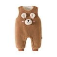 thumbnail image 1 of Odeerbi Toddler Boys Girls Clothes Winter Fleece Jumpsuit Baby Sleeveless Romper Plus Velvet Children Suit Fall Winter Cotton Overalls Clothes Thickened Three-piece Set Coffee 1-2 Years, 1 of 6